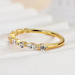 Lab Grown Diamond Wedding Band: Marquise & Round Cut, Half Eternity