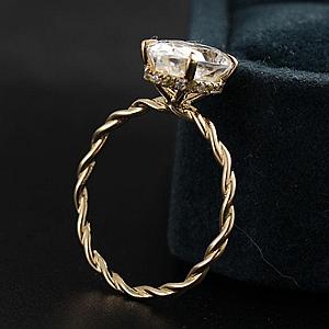 3Ct Oval Moissanite Engagement Ring: Hidden Halo, Solid Gold Bridal Ring - Image 5
