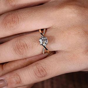 Lab Grown Diamond Engagement Ring: Twisted Band, Solid Gold - Image 3