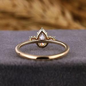 Pear Lab Grown Diamond Engagement Ring: 3-Stone Anniversary, Solid Gold - Image 2