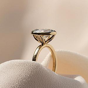 Oval Lab Grown Diamond Ring: 14K Gold Bezel Solitaire, IGI Certified - Image 7