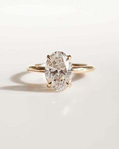 4 CT Oval Lab Diamond Engagement Ring: Hidden Halo, Solid Gold - Image 1