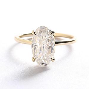 4ct Oval Moissanite Engagement Ring: 14k Solid Gold Solitaire - Image 1