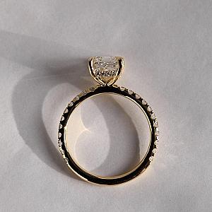 Lab Grown Emerald Cut Diamond Engagement Ring: Pave Hidden Halo - Image 3
