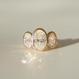 Oval Bezel Lab-Grown Diamond Engagement Ring: 14K Gold Anniversary Ring - Image 2