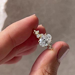 Oval Lab Grown Diamond Engagement Ring: Solitaire Wedding Ring, Solid Gold - Image 7