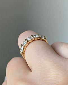 14k Gold Lab Grown Diamond Wedding Band: Half Eternity Anniversary Ring - Image 4