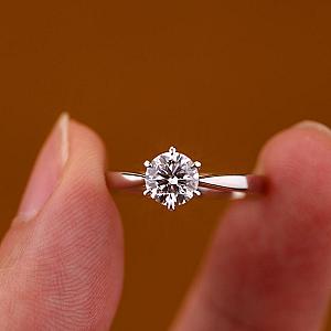 Round Lab Grown Diamond Solitaire Ring: Solid Gold Wedding, Anniversary - Image 8