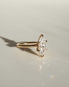 Marquise 3 Carat Lab Grown Diamond Engagement Ring: 14k Gold Solitaire - Image 7