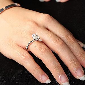 2.13 CT Oval Moissanite Engagement Ring: Handmade Pave Wedding Ring - Image 4