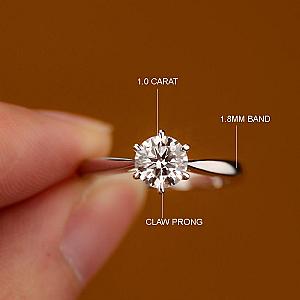 Round Lab Grown Diamond Solitaire Ring: Solid Gold Wedding, Anniversary - Image 2