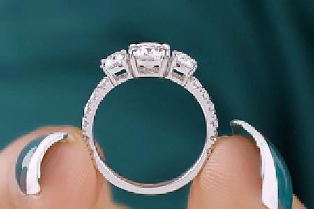 1 CT Round Moissanite Engagement Ring: 14K White Gold Pave Anniversary Ring - Image 7