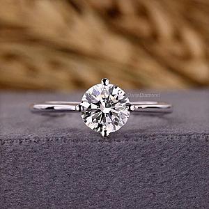 Lab Grown Diamond Engagement Ring: Round Solitaire, Gold Promise Ring