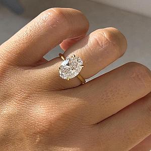 4 CT Oval Lab Grown Diamond Engagement Ring - 18k Yellow Gold - Image 6