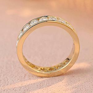 Full Eternity Moissanite Wedding Band: 14K Gold Channel Set Stacking Ring - Image 3