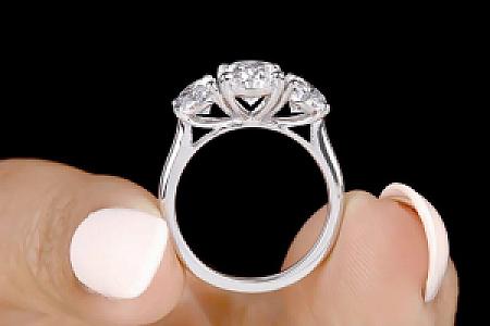 3CT Oval Moissanite Engagement Ring: Three Stone 14K Gold Wedding Ring - Image 3