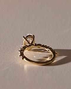 Oval Lab Grown Diamond Engagement Ring: Marquise & Round Side Stones - Image 3