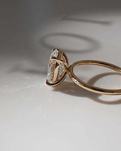 4 CT Oval Lab Diamond Engagement Ring: Hidden Halo, Solid Gold - Image 7