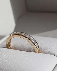 Princess Cut Lab Diamond Half Eternity 14k Gold Wedding Band - Image 3