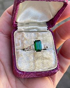 Art Deco Emerald Cut Moissanite Five Stone Ring: Vintage Anniversary Ring - Image 3