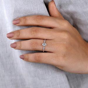 Lab Grown Oval Diamond Engagement Ring: Hidden Halo, Solid Gold - Image 6