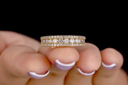 Moissanite Wedding Band: 14K White Gold, Micro Pave Diamond Ring - Image 8
