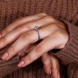 Lab Grown Diamond Ring: Round Solitaire, Compass Prong, Real Gold - Image 5