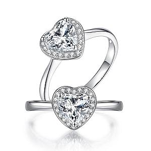 1 CT Heart Lab Grown Diamond Engagement Ring: Halo Pave Band - Image 4