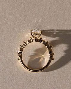 Oval Lab Grown Diamond Engagement Ring: Marquise & Round Side Stones - Image 4