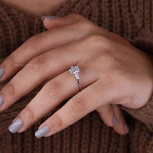 Radiant Lab Diamond Engagement Ring: 10k Rose Gold Three Stone Trilogy - Image 5