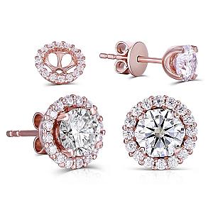 Lab Grown Diamond Halo Earrings: Round Brilliant Cut, Solid Gold