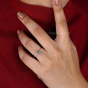 Lab Grown Diamond Engagement Ring: Round Cut Gold Anniversary Band - Image 6