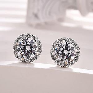 Lab Grown Diamond Halo Stud Earrings: 14K Gold Minimalist Style - Image 6