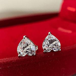 Heart Lab Grown Diamond Stud Earrings: 0.5-5 TCW, Solid Gold, Screw Back - Image 5