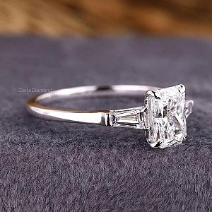 Radiant Lab Diamond Engagement Ring: 10k Rose Gold Three Stone Trilogy - Image 3
