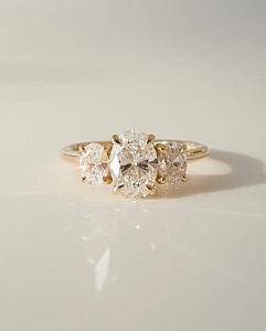 Oval Lab Grown Diamond Engagement Ring: 2.50 TCW Three Stone Wedding Ring - Image 2