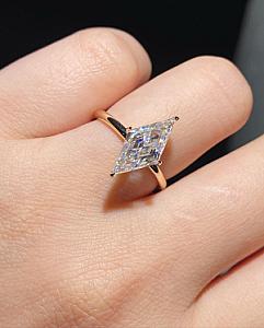Lozenge Cut Moissanite Engagement Ring: 14K Gold Modern Wedding Ring - Image 4