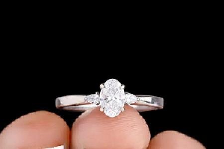 Oval Moissanite Engagement Ring: Three Stone Pear Cut, 2 CT - Image 7