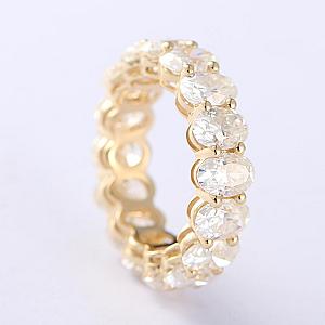 Oval Moissanite Half Eternity Band: Handmade Gold Anniversary Ring - Image 9