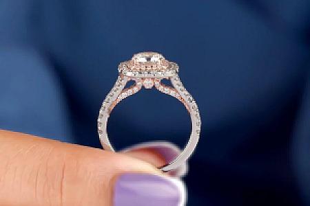 1.25 CT Cushion Cut Moissanite Ring: 14K Gold Double Halo Engagement Ring - Image 5