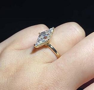 Lozenge Cut Moissanite Engagement Ring: 14K Gold Modern Wedding Ring - Image 6