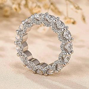 U Prong Micro Pave Round Diamond Full Eternity Wedding Band, 4.50 MM Round Lab Grown Diamond Band, Anniversary Gift for Her, Stackable Band - Image 3
