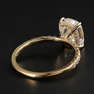 Cushion Cut Moissanite Engagement Ring: Hidden Halo Pave Band - Image 4