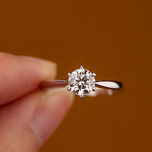 Round Lab Grown Diamond Solitaire Ring: Solid Gold Wedding, Anniversary - Image 5