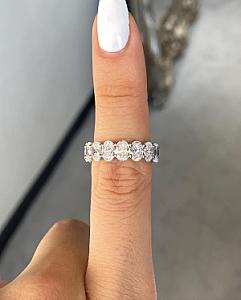 Oval Moissanite Eternity Band: Colorless Bridal Anniversary Ring - Image 6