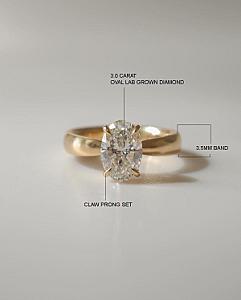 Oval Lab Grown Diamond Engagement Ring: F/VVS2, Solid Gold Band
