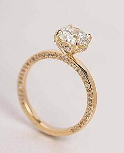 2 Carat Lab Grown Diamond Ring: 14k Yellow Gold Hidden Halo Engagement Ring - Image 1