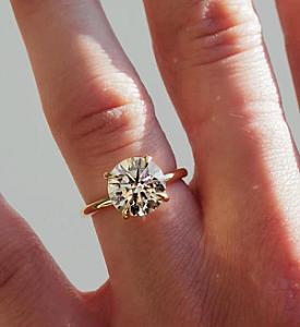 3.00 Carat Round Cut Lab Grown Diamond Ring: 14k Yellow Gold Solitaire - Image 1