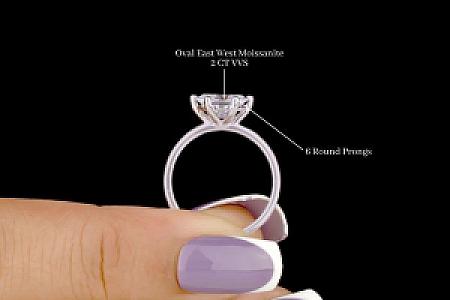 Oval Moissanite Diamond Engagement Ring: Solid Gold Solitaire - Image 2