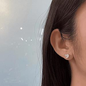Heart Lab Grown Diamond Stud Earrings: 0.5-5 TCW, Solid Gold, Screw Back - Image 3